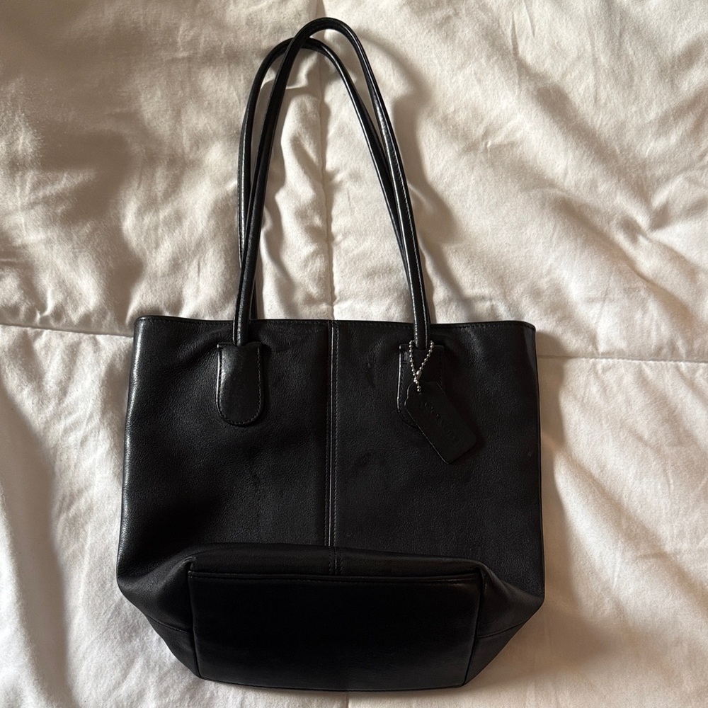 Coach Black Leather Tote Bag